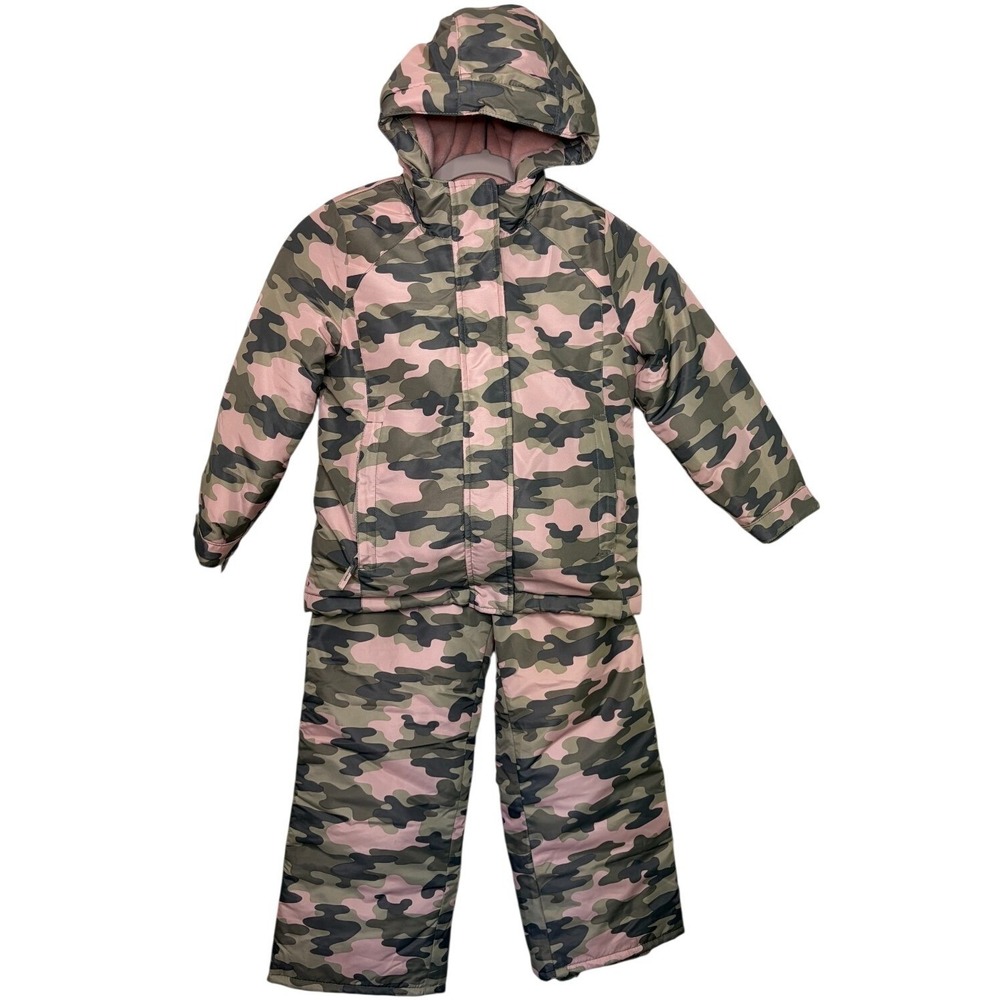The Children's Place Girl's Ski Jacket Snow Pants Small 5/6  Pink Camo Set